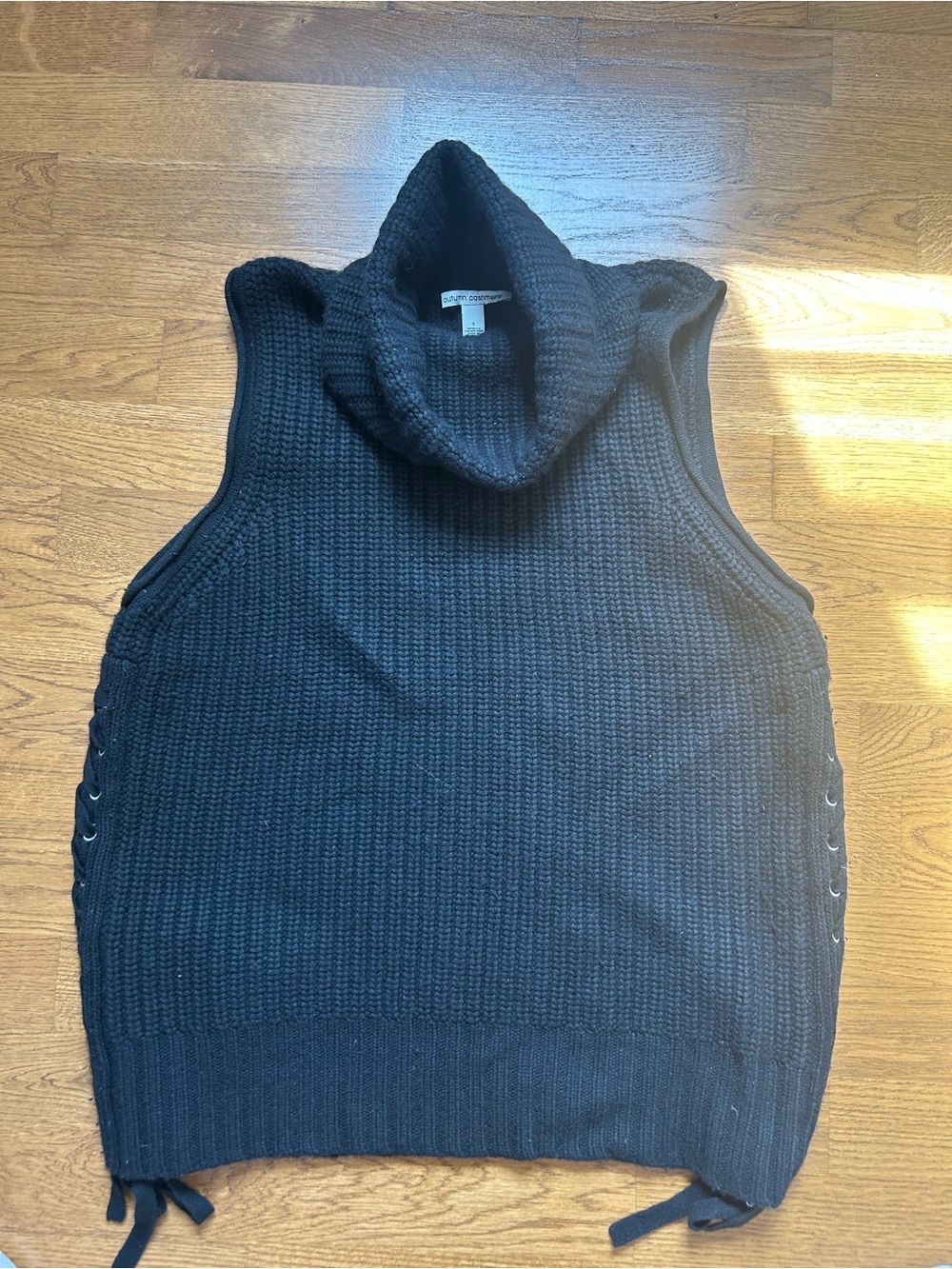 Autumn Cashmere Black Sleeveless Cowl Neck Knit Vest